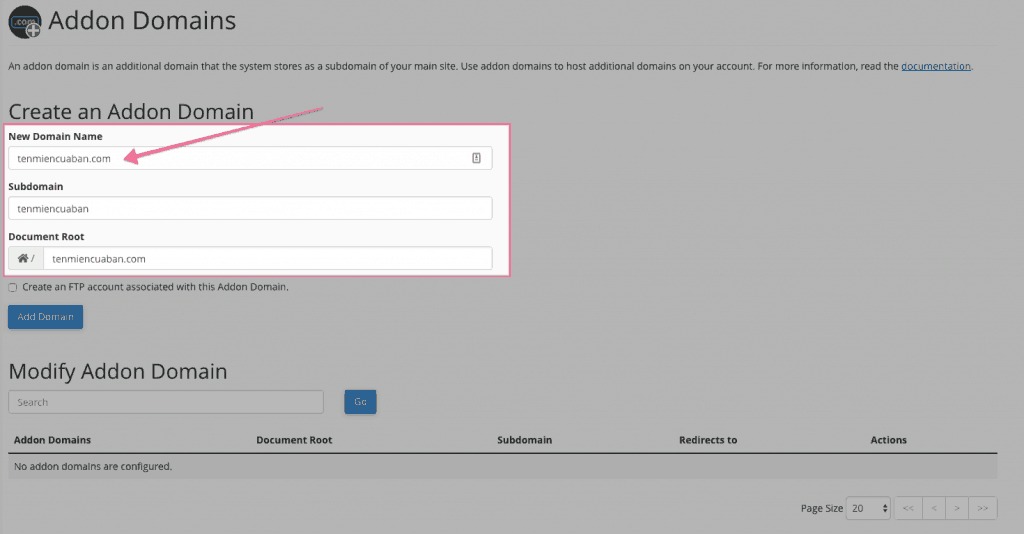 thêm tên miền ở Namesilo