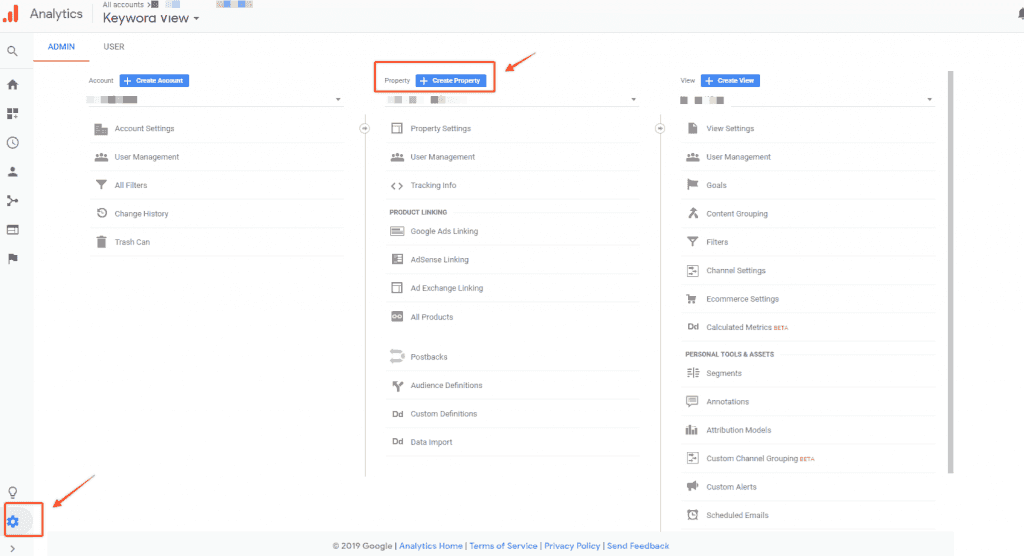 Vào setting Google Analytics
