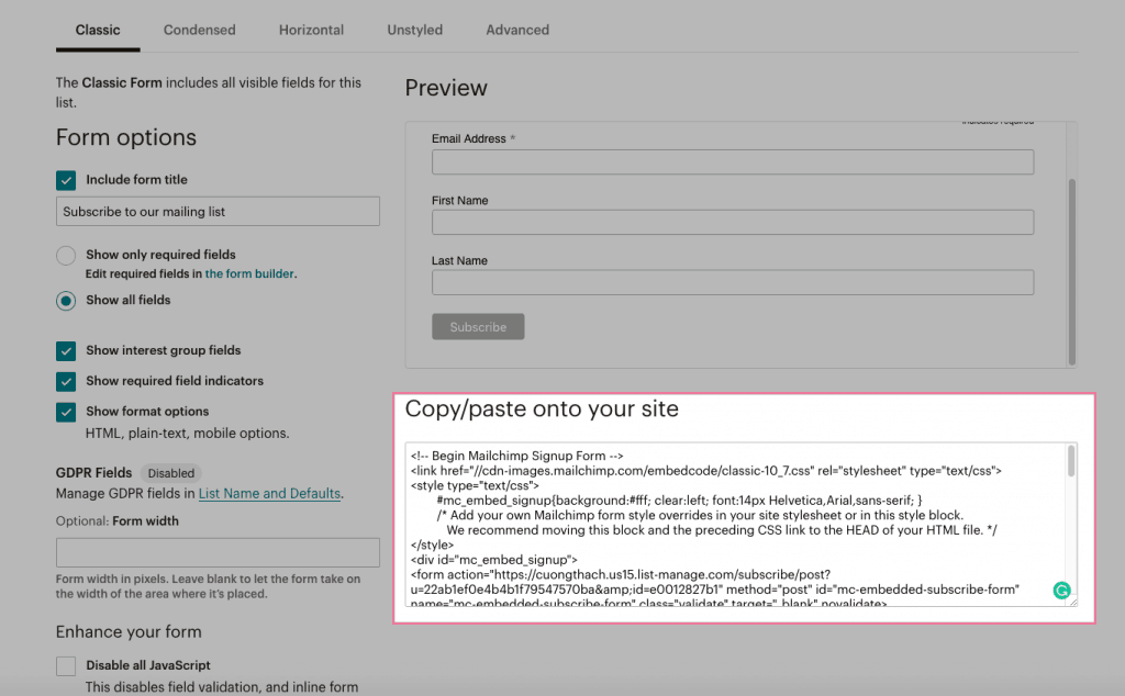 Copy and Paste HTML Form vào website