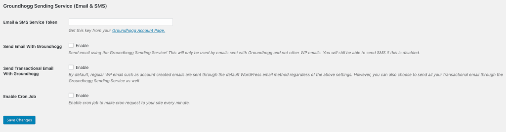GroundHogg SMS va Email Credit dashboard