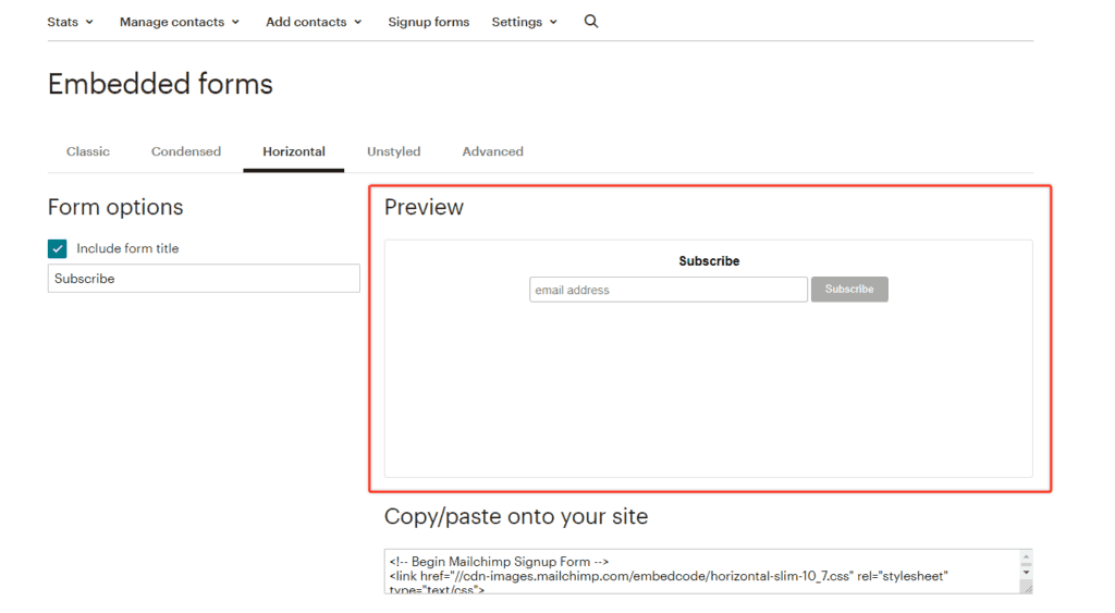 Form Nhung Cua Mailchimp