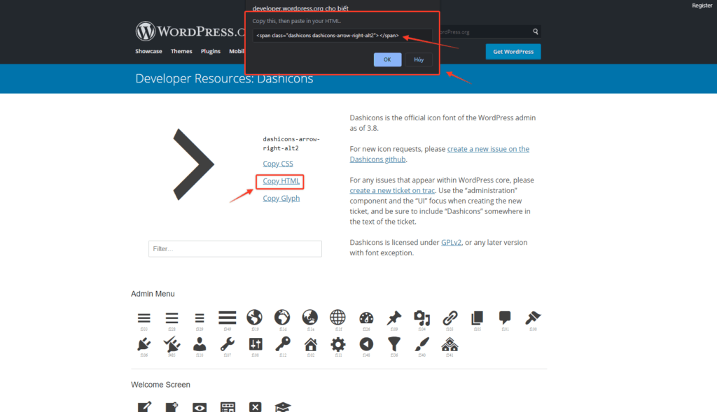 Copy Html De Dung Dashicon