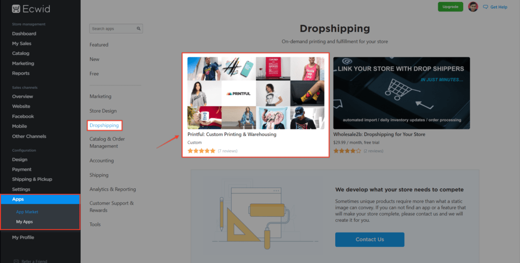 Ecwid đồng Bộ Sản Phẩm Với Printful Cho Dropshipping